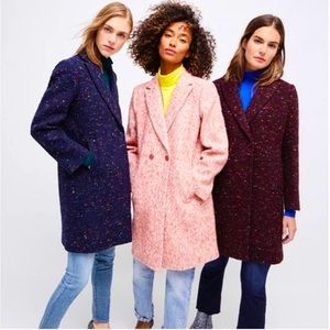 J Crew Tweed Coat - Burgundy/multicolor